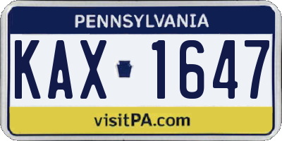 PA license plate KAX1647