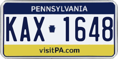 PA license plate KAX1648