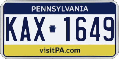 PA license plate KAX1649