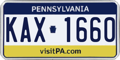 PA license plate KAX1660