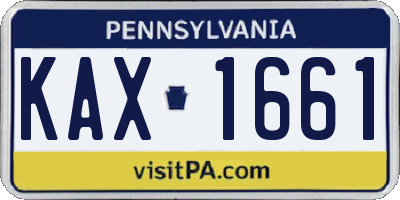 PA license plate KAX1661