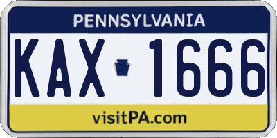 PA license plate KAX1666