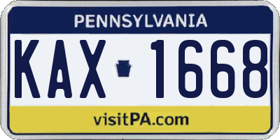 PA license plate KAX1668