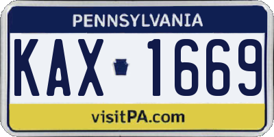 PA license plate KAX1669