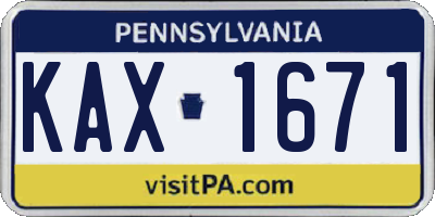 PA license plate KAX1671