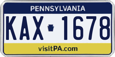PA license plate KAX1678