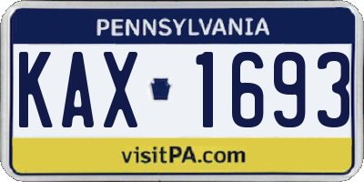 PA license plate KAX1693