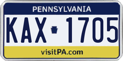 PA license plate KAX1705