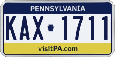 PA license plate KAX1711