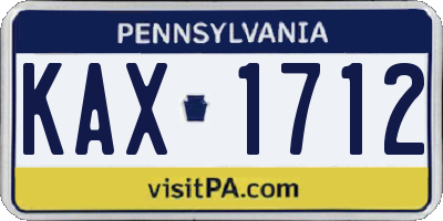 PA license plate KAX1712