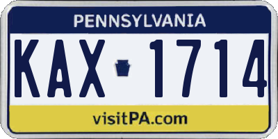 PA license plate KAX1714