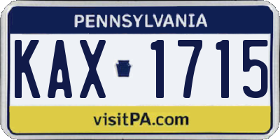 PA license plate KAX1715