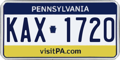 PA license plate KAX1720