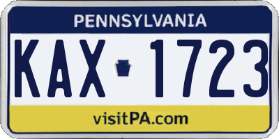 PA license plate KAX1723