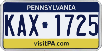 PA license plate KAX1725