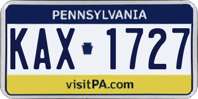 PA license plate KAX1727