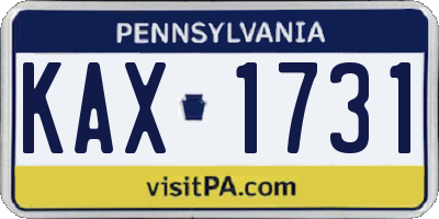 PA license plate KAX1731