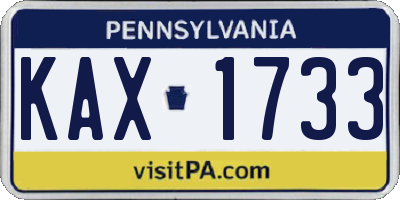PA license plate KAX1733