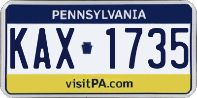 PA license plate KAX1735