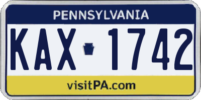 PA license plate KAX1742
