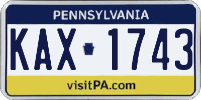 PA license plate KAX1743