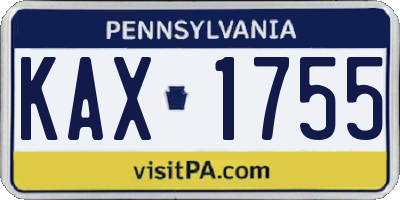PA license plate KAX1755