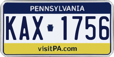 PA license plate KAX1756
