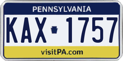 PA license plate KAX1757