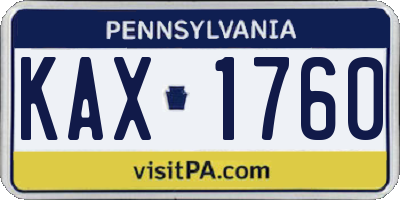 PA license plate KAX1760