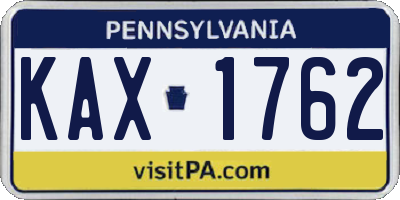 PA license plate KAX1762
