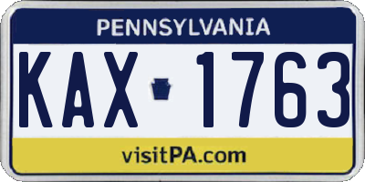 PA license plate KAX1763