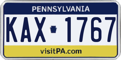 PA license plate KAX1767