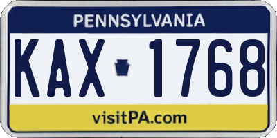 PA license plate KAX1768