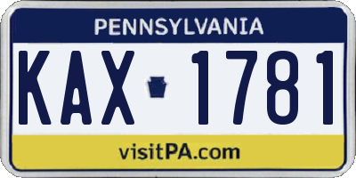 PA license plate KAX1781