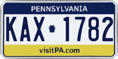 PA license plate KAX1782