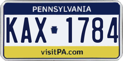 PA license plate KAX1784