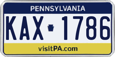 PA license plate KAX1786