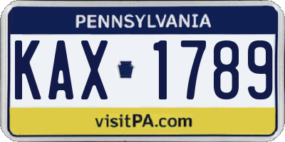 PA license plate KAX1789