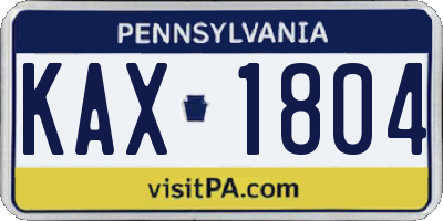 PA license plate KAX1804