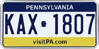 PA license plate KAX1807