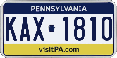PA license plate KAX1810