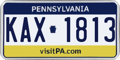 PA license plate KAX1813