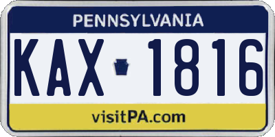 PA license plate KAX1816