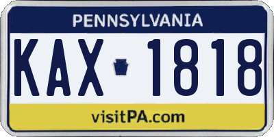 PA license plate KAX1818
