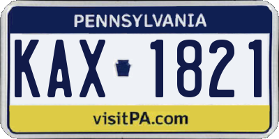 PA license plate KAX1821