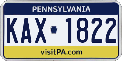 PA license plate KAX1822