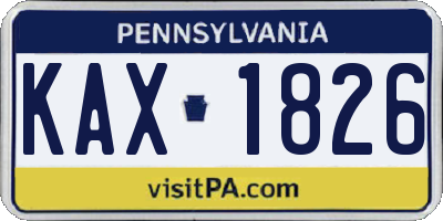 PA license plate KAX1826