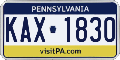 PA license plate KAX1830