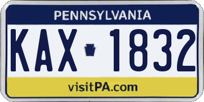PA license plate KAX1832