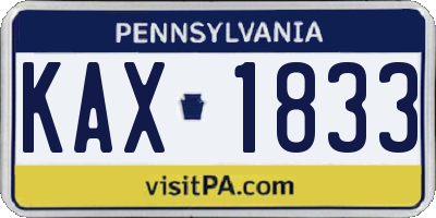 PA license plate KAX1833